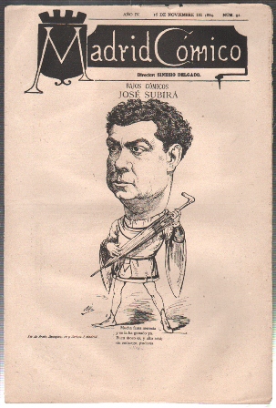 REVISTA MADRID COMICO AÑO IV - 16 DE NOVIEMBRE 1884 Nº 91 (JOSE SUBIRA)