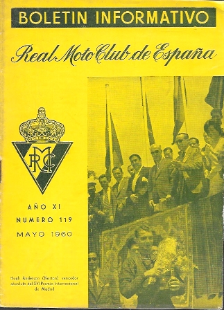 REVISTA REAL MOTO CLUB DE ESPAÑA BOLETIN INFORMATIVO MARZO 1960 AÑO XI Nº 119