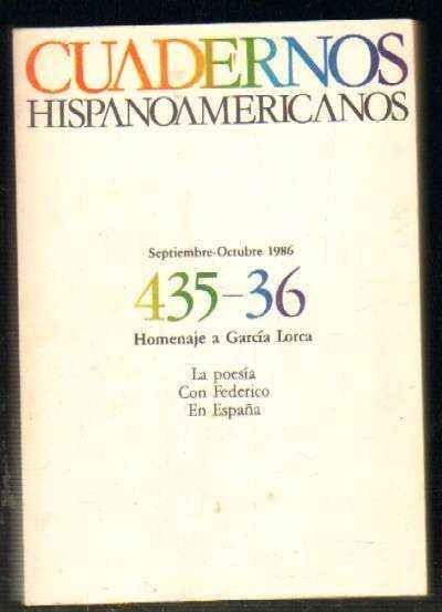 CUADERNOS HISPANOAMERICANOS. SEPTIEMBRE-OCTUBRE 1986. 435-36. HOMENAJE A GARCÍA LORCA