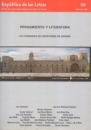 REVISTA REPUBLICA DE LAS LETRAS Nº 110 ASOCIACION COLEGIAL DE ESCRITORES AÑO 2008