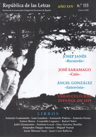 REVISTA REPUBLICA DE LAS LETRAS Nº 115 ASOCIACION COLEGIAL DE ESCRITORES AÑO 2010