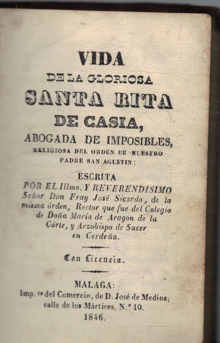 VIDA DE LA GLORIOSA SANTA RITA DE CASIA