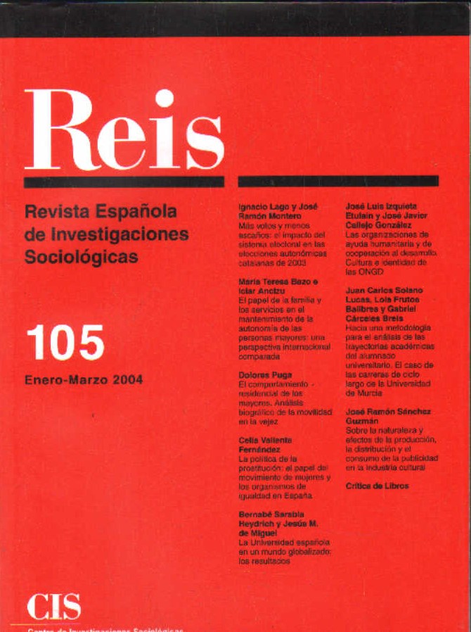 REIS. REVISTA ESPAÑOLA DE INVESTIGACIONES SOCIOLOGICAS, Nº 105 (EN-MAR 2004)