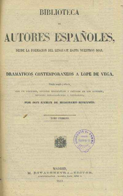 DRAMÁTICOS CONTEMPORÁNEOS A LOPE DE VEGA. 2 TOMOS.