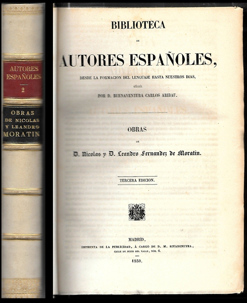 BIBLIOTECA DE AUTORES ESPAÑOLES OBRAS DE NICOLAS Y LEANDRO FDEZ. DE MORATIN TOMO 2
