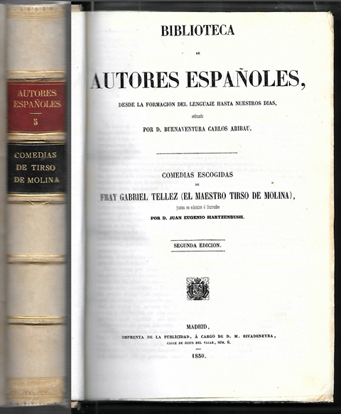 BIBLIOTECA DE AUTORES ESPAÑOLES COMEDIAS ESCOGIDAS TIRSO DE MOLINA TOMO 5