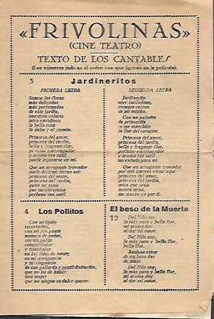 FRIVOLINAS (CINE TEATRO) - TEXTO DE LOS CANTABLES