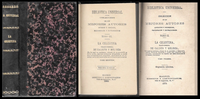 LA CELESTINA DE CALISTO Y MELIBEA TOMO 1 Y 2 BIBLIO. UNIVERSAL COL. LOS MEJORES AUTORES