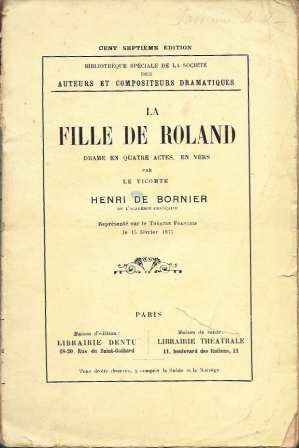 LA FILLE DE ROLAND (DRAME EN QUATRE ACTES, EN VERS