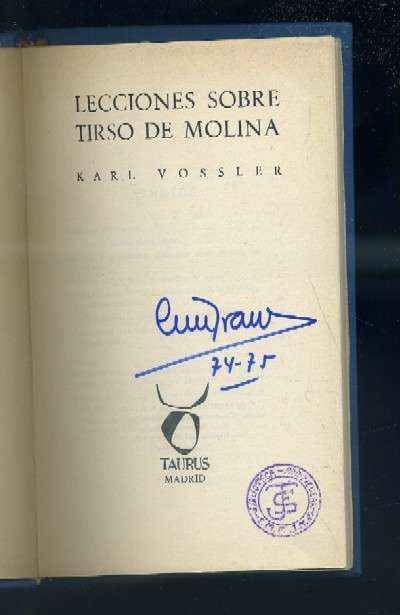 LECCIONES SOBRE TIRSO DE MOLINA.