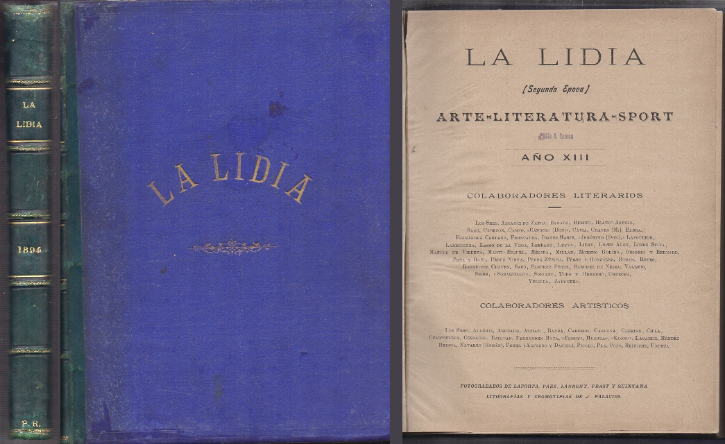 LA LIDIA. SEGUNDA EPOCA. ARTE, LITERATURA, SPORT. AÑO XIII 1894 Nº 1 AL 37.