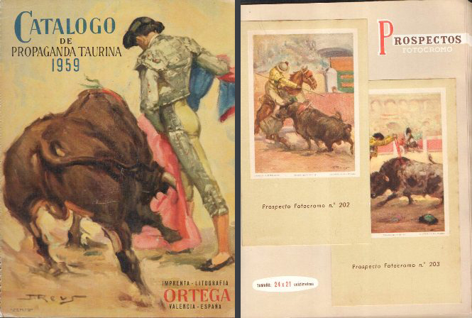 CATALOGO DE PROPAGANDA TAURINA 1959 - IMPRENTA-LITOGRAFIA ORTEGA VALENCIA
