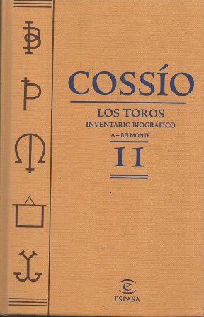 COSSÍO. LOS TOROS TOMO 11. INVENTARIO BIOGRAFICO.