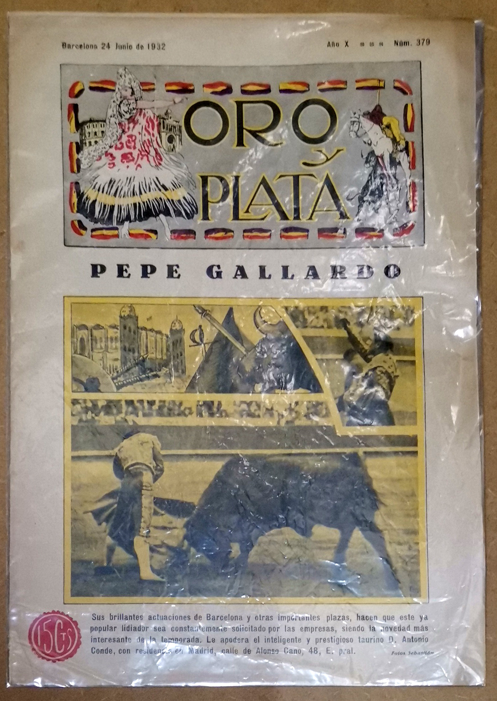 PEPE GALLARDO - REVISTA ORO Y PLATA  24 JUNIO 1932 AÑO X Nº 379