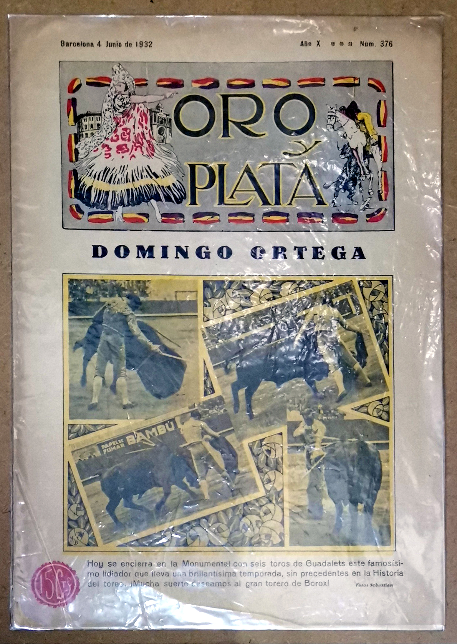 DOMINGO ORTEGA - REVISTA ORO Y PLATA  4 JUNIO 1932 AÑO X Nº 376
