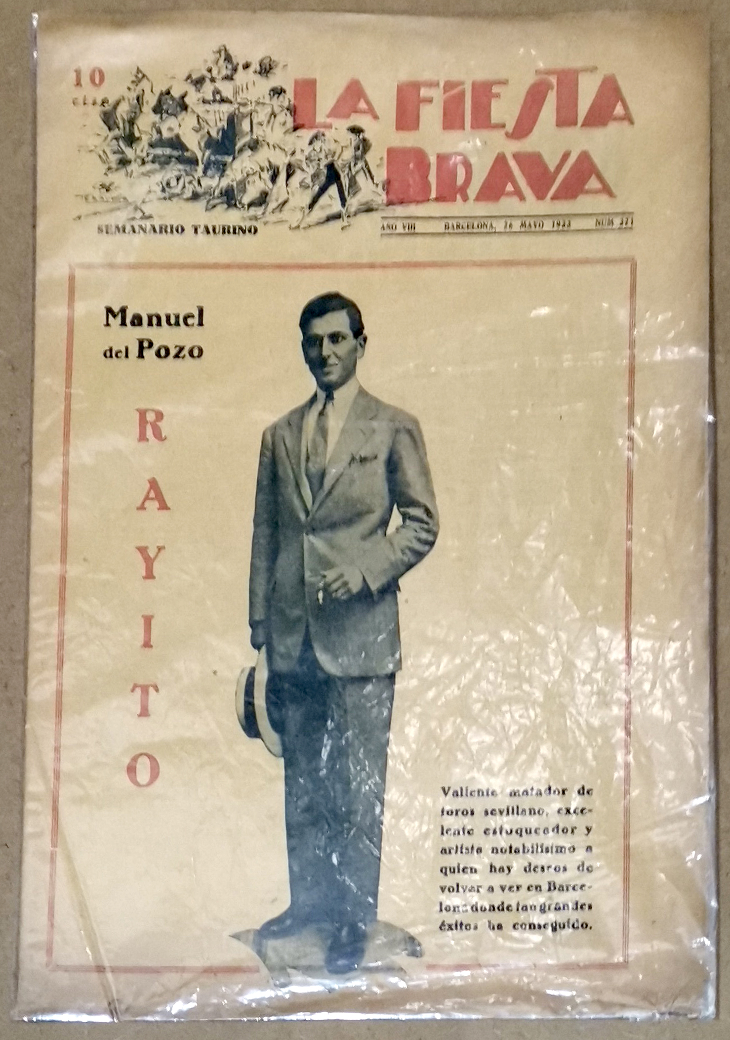 SEMANARIO TAURINO LA FIESTA BRAVA - 16 MAYO 1933 AÑO VIII Nº321