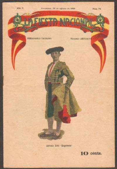 REVISTA LA FIESTA NACIONAL. SEMANARIO TAURINO Nº74. ANTONIO RODRIGUEZ REGATERIN
