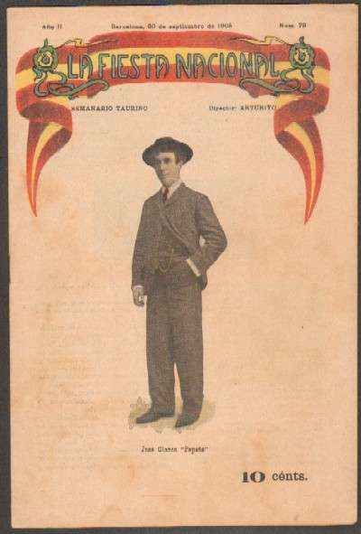 REVISTA LA FIESTA NACIONAL. SEMANARIO TAURINO Nº79. JOSE CLAROS PEPETE