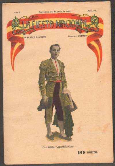 REVISTA LA FIESTA NACIONAL. SEMANARIO TAURINO Nº65. JOSE MORENO LAGARTIJO CHICO