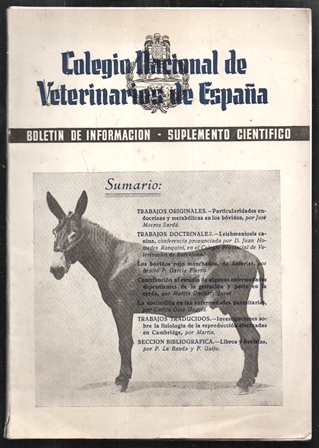 COLEGIO NACIONAL DE VETERINARIA DE ESPAÑA BOLETIN SUPLEMETO CIENTIFICO AÑO II Nº 5