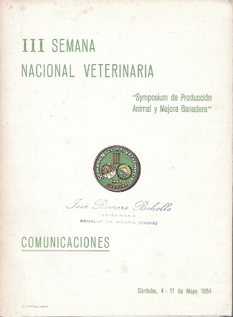 III SEMANA NACIONAL VETERINARIA - COMUNICACIONES 2 - 4 -11 DE MAYO DE 1964