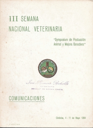 III SEMANA NACIONAL VETERINARIA - COMUNICACIONES 3 - 4 -11 DE MAYO DE 1964