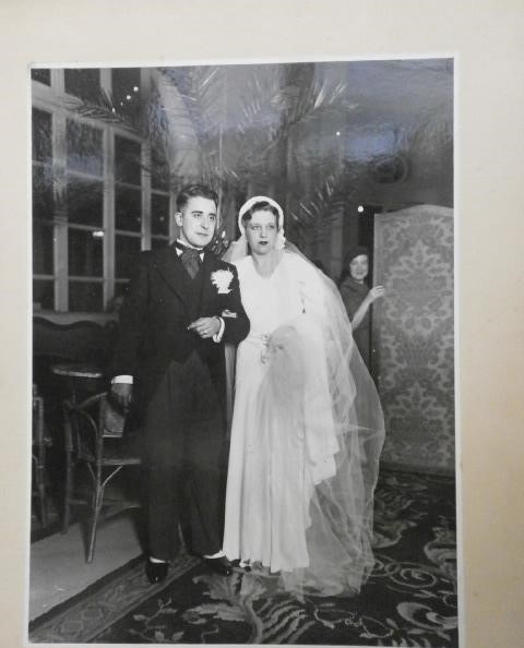 FOTOGRAFIA ANTIGUA FOTO MATRIMONIO BODA FOTOGRAFO AMBITE 30,5X24CM AÑOS 30