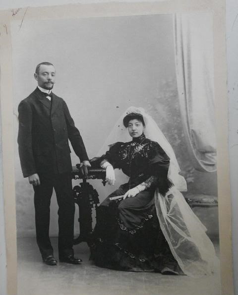 FOTOGRAFIA ANTIGUA BODA SIN FOTOGRAFO 24X18CM FINALES DEL SIGLO XIX