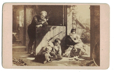 FOTOGRAFIA REP. OLEO FAMILIA FELIZ DE F. E. MEYERHEIM. SOBRE 1900.