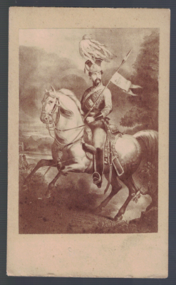 FOTOGRAFIA REPRODUCCION DE PINTURA DE MILITAR A CABALLO.