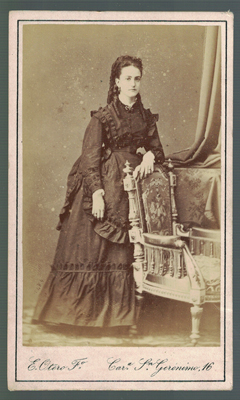 FOTOGRAFIA DE SEÑORITA. FOTO E. OTERO F., MADRID. SOBRE 1870.