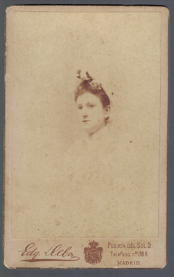 FOTOGRAFIA DE SEÑORITA. FOTO EDY DEBAS, MADRID. SOBRE 1900.