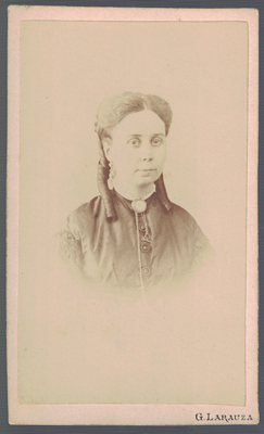 FOTOGRAFIA DE SEÑORITA. FOTO G. LARAUZA, BARCELONA. SOBRE AÑO 1880.
