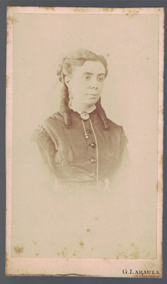FOTOGRAFIA DE SEÑORITA. FOTO G. LARAUZA, BARCELONA. SOBRE AÑO 1880.