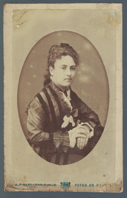 FOTOGRAFIA DE SEÑORITA. FOTO A. F. NAPOLEON, BARCELONA. SOBRE AÑO 1880.