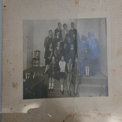 FOTOGRAFIA ANTIGUA REUNION FAMILIAR 9X24CM SIN FOTOGRAFO AÑOS 30