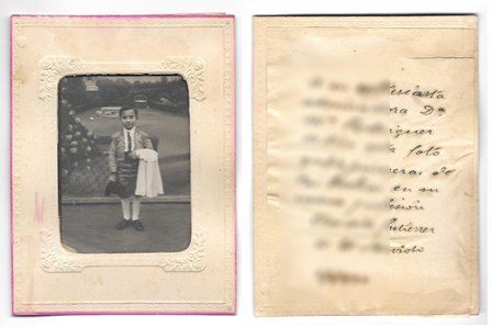 FOTOGRAFIA DE NIÑO VESTIDO DE TORERO FECHADA EL 4-1-1930 ESCRITO EN REVERSO