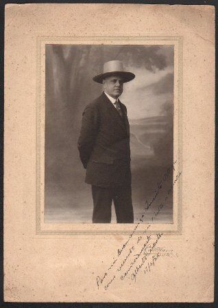 FOTO ALBERTO FUENTES CON DEDICATORIA PARA SU AMIGO JUANITO ORTEGA, FOTO CASTELLANO, SEVILLA, 1925