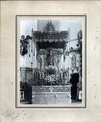 FOTO VIRGEN DEL ROSARIO BAJO PALIO, FOTO REYMUNDO, SOBRE 1940