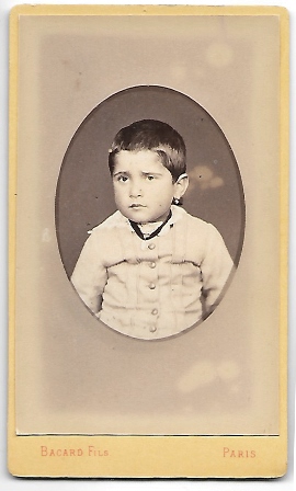 FOTOGRAFIA NIÑO EN OVALO CON RELIEVE BARCARD FILS PARIS 1870