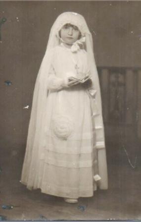 FOTOGRAFIA POSTAL NIÑA COMUNION - FOTOS POR AMER (SEVILLA) AÑO 1931