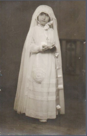FOTOGRAFIA POSTAL NIÑA COMUNION - FOTOS POR AMER (SEVILLA) AÑO 1931