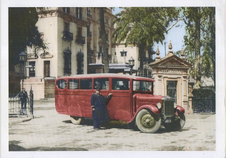 LAMINA FOTO REPRODUCCION ARCHIVO ABC SEVILLA AUTOBUS DE 1928