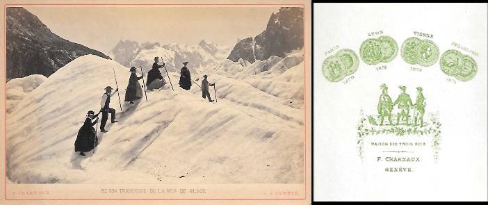 TRAVERSEE DE LA MER DE GLACE  (GENEVE) F. CHARNAUX SOBRE 1876