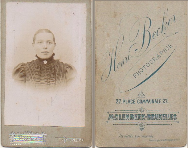 FOTOGRAFIA RETRATO DE MUJER PHOTOGRAPHIE HENRI BECKER - ANVERS. SOBRE 1885