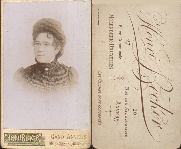 FOTOGRAFIA RETRATO DE MUJER PHOTOGRAPHIE HENRI BECKER - ANVERS. SOBRE 1885