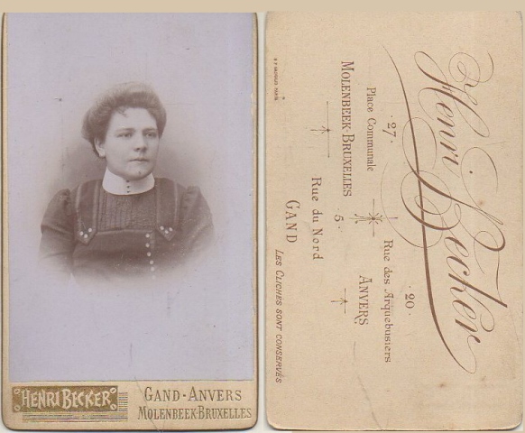 FOTOGRAFIA RETRATO DE MUJER PHOTOGRAPHIE HENRI BECKER - ANVERS. SOBRE 1885