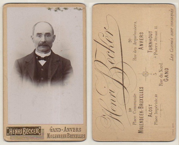 FOTOGRAFIA RETRATO DE HOLMBRE PHOTOGRAPHIE HENRI BECKER - ANVERS. SOBRE 1895
