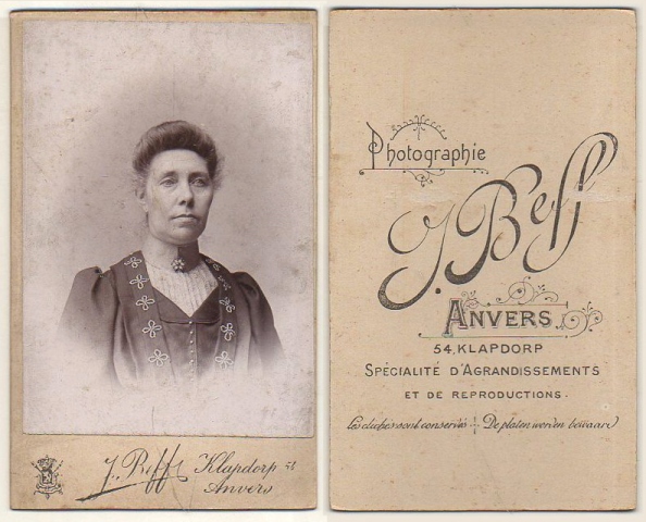 FOTOGRAFIA RETRATO DE SEÑORA PHOTOGRAPHIE Y.BELF - ANVERS. SOBRE 1885