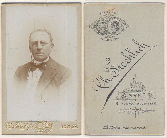 FOTOGRAFIA DE SEÑOR CH. FROEHLICH - ANVERS. SOBRE 1890